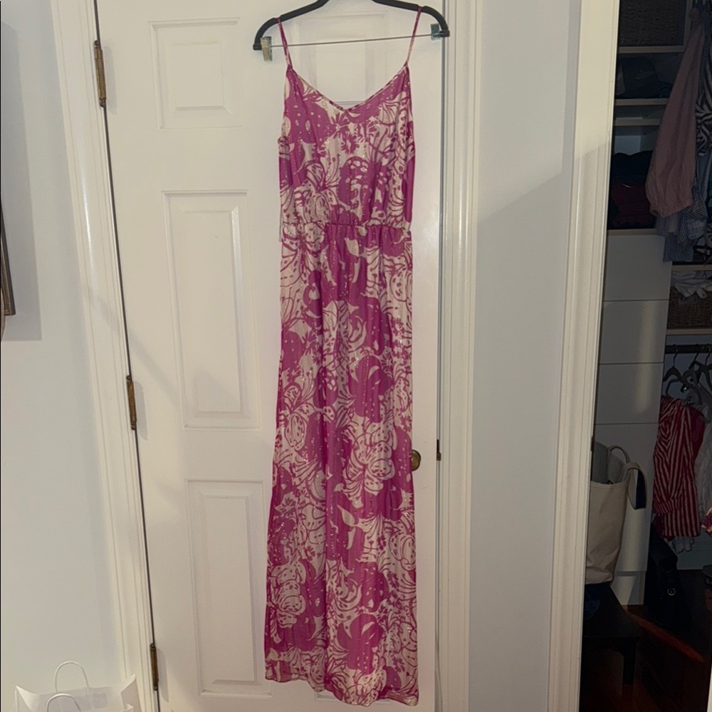 VINTAGE Lilly Pulitzer Pink & Gold Maxi